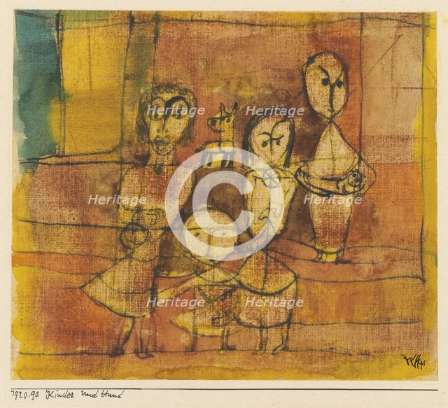 Children and dog, 1920. Artist: Klee, Paul (1879-1940)