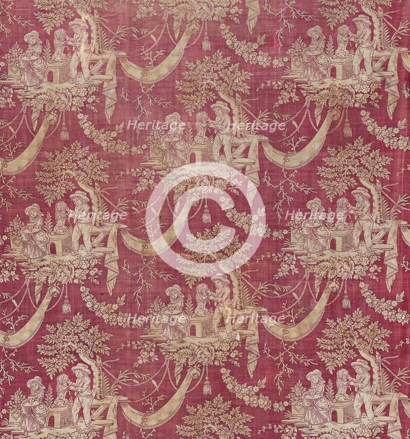 Children and Pets (Furnishing Fabric), Normandie, 1800/1820. Creator: Unknown.