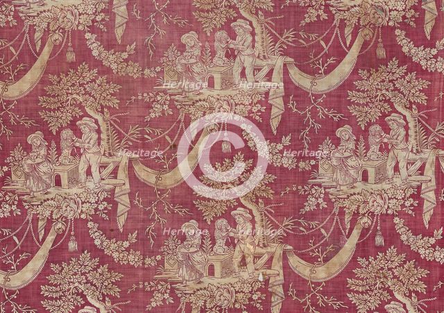 Children and Pets (Furnishing Fabric), Normandie, 1800/1820. Creator: Unknown.