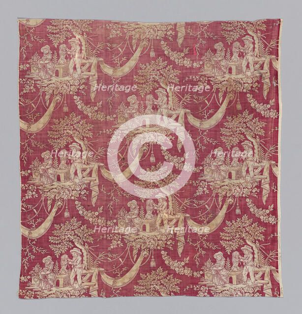 Children and Pets (Furnishing Fabric), Normandie, 1800/1820. Creator: Unknown.