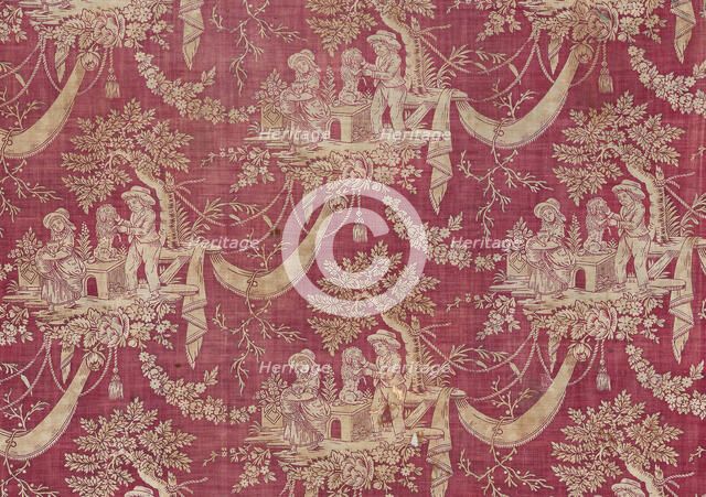 Children and Pets (Furnishing Fabric), Normandie, 1800/1820. Creator: Unknown.
