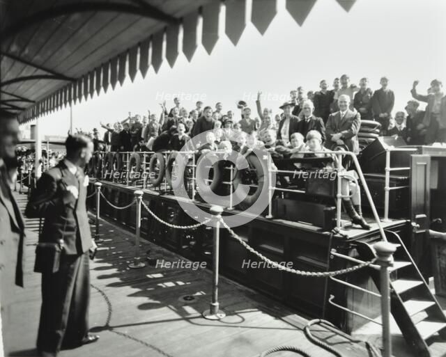 Children aboard a steamer moored at Westminster Pier, London, 1937. Artist: Unknown.