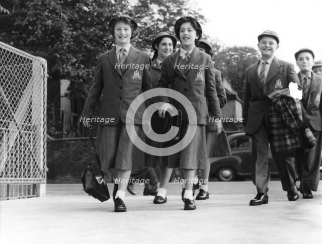Children arriving at the Jewish Free School, 8 September 1958. Artist: EH Emanuel