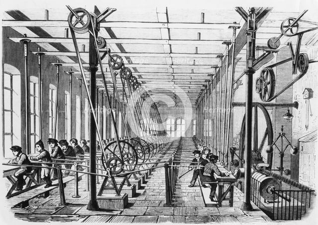 Children at work in a paper mill, Aschaffenburg, Bavaria, Germany, 1858. Creator: Unknown.