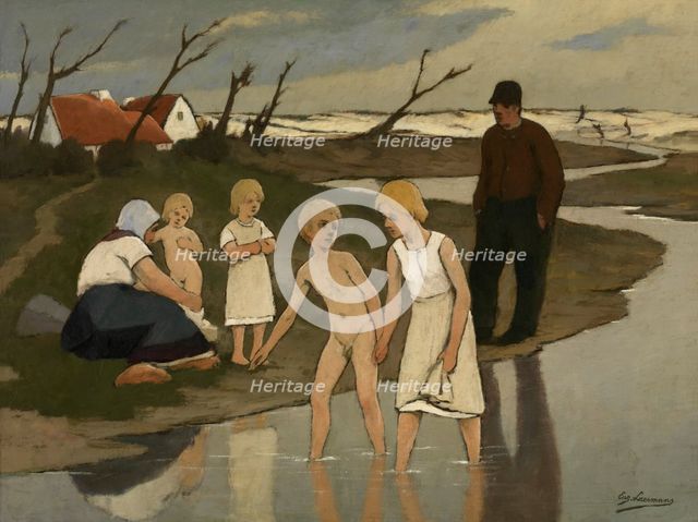 Children Bathing, c1890-1940. Creator: Eugene Laermans.