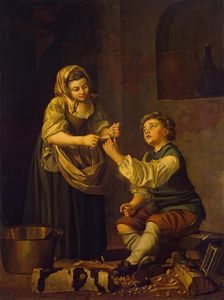Children Bandaging a Finger, 1781. Creator: Per Hillestrom