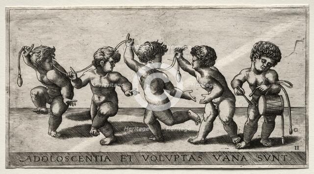 Children Dancing to a Drum, mid-16th century. Creator: Giorgio Reverdino (Italian, active c. 1531-1564/70).