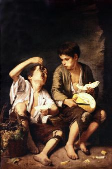 Children eating melon painting by Bartolome Murillo