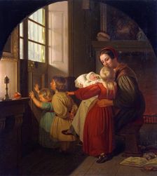 Children Expecting the Christmas Feast, 1840. Creator: Theodor Hildebrandt