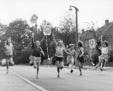 Children flying kites, Horley, Surrey, c1965-1975(?)