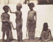 [Children from the Village of Kalabshah, Nubia], 1852. Creator: Ernest Benecke