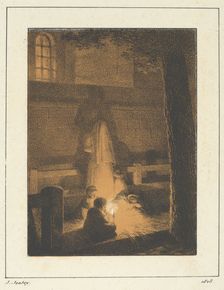 Children Holding a Candle in a Church, 1818. Creator: Jean-Baptiste Isabey