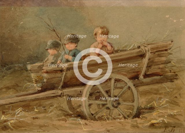 Children in a telega, 1882. Artist: Bem, Elizaveta Merkuryevna (1843-1914)