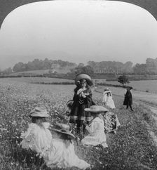 Children in a meadow, Keswick, Cumbria.Artist: Excelsior Stereoscopic Tours