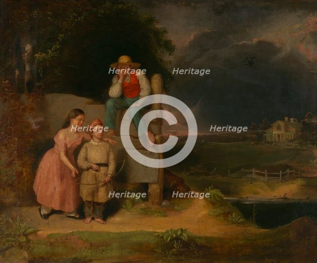 Children in a Storm, ca. 1830. Creator: Thomas Le Clear.