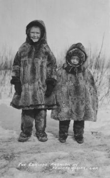 Children in Eskimo fur clothing, between c1900 and c1930. Creator: Unknown