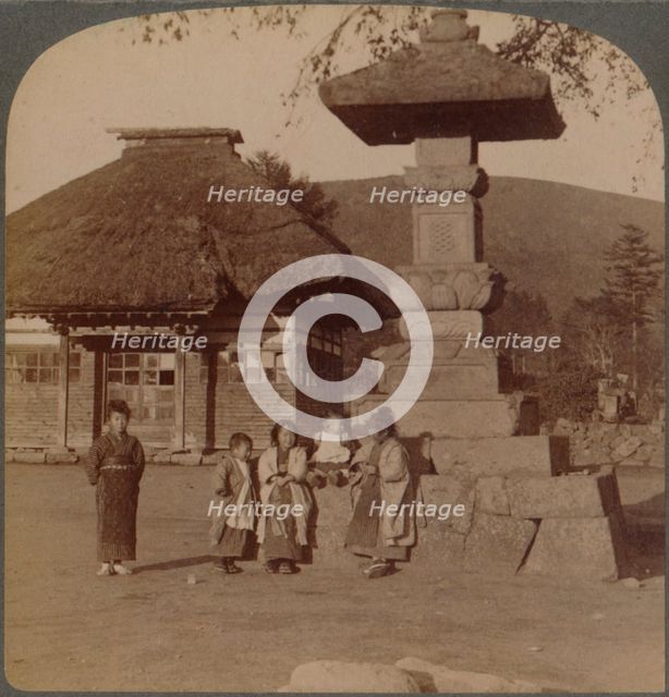 Children in front of village schoolhouse, Karuizawa, Japan', 1904.  Artist: Unknown.