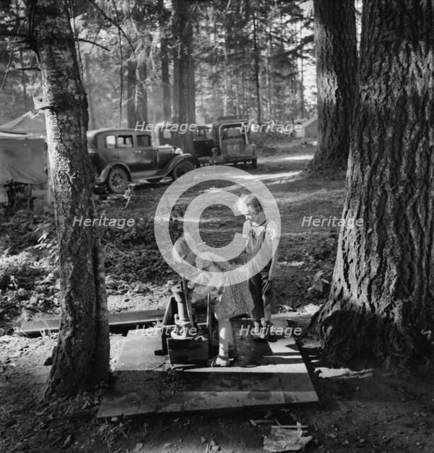 Children in large private bean pickers camp, near West Stayton, Marion County, Oregon, 1939. Creator: Dorothea Lange.