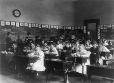 Children in school in Washington, D.C. - studying geometry, (1899?). Creator: Frances Benjamin Johnston