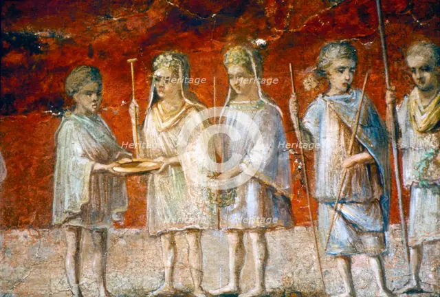 Children in religious procession, Roman wall painting from Ostia, c2nd-3rd century. Artist: Unknown.