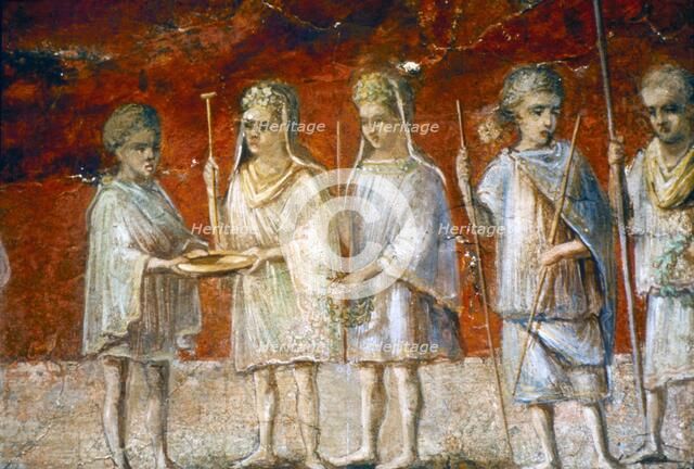 Children in religious procession, Roman wall painting from Ostia, c2nd-3rd century. Artist: Unknown.