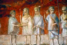 Children in religious procession, Roman wall painting from Ostia, c2nd-3rd century