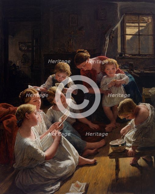Children in the morning looking at pictures, 1853.