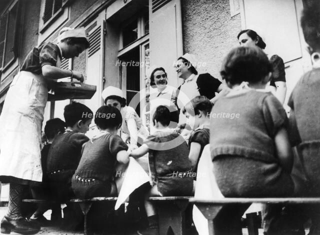 Children in the care of the Health Ministry, France, World War II, 1940-1944. Artist: Unknown