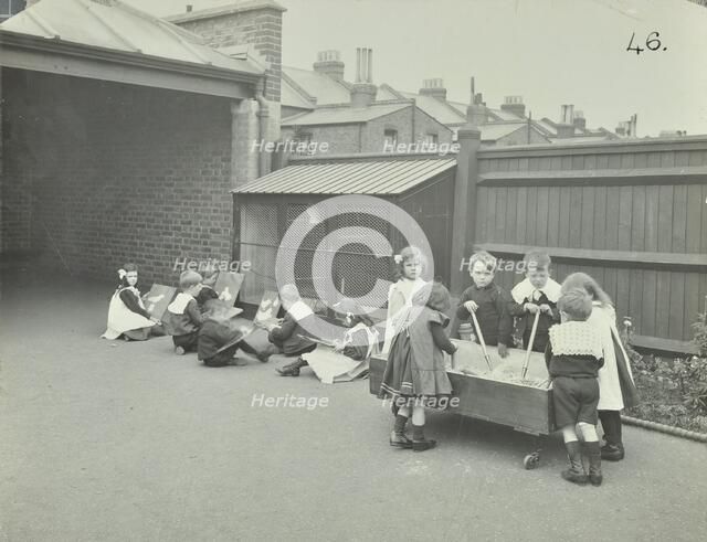 Children in the playground, Southfields Infants' School, Wandsworth, London, 1906. Artist: Unknown.
