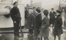 Children on board the Swedish armoured cruiser Fylgia during its visit to Malmö, Sweden, 1929. Artist: Otto Ohm