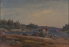 Children on the beach, 1860-1869. Creator: Johan Knutson