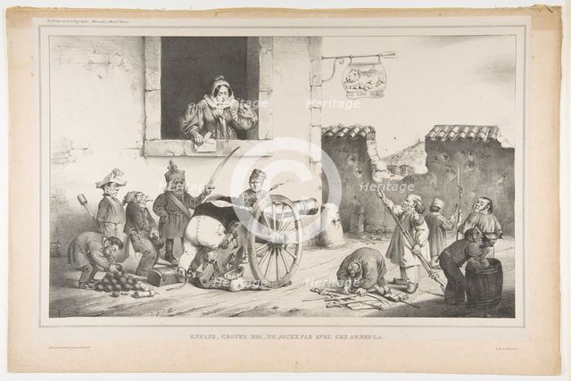 Children, Obey Me, Do Not Play With Those Weapons, April 1834. Creators: Jean Ignace Isidore Gerard, Auguste Desperret.
