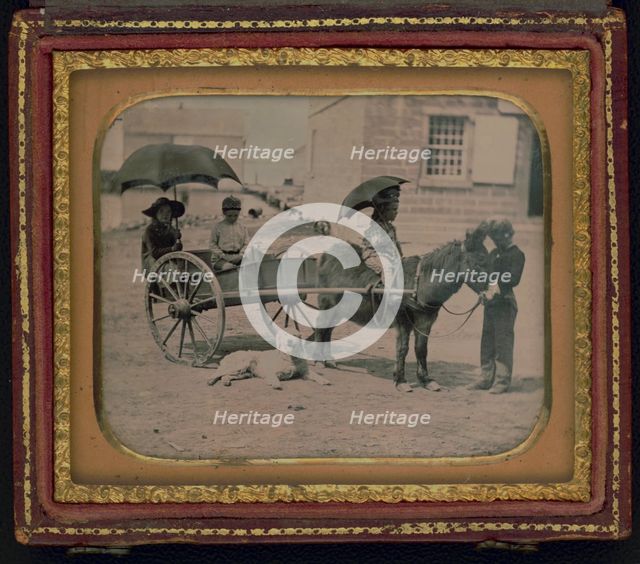 Children of Lt. Montgomery C. Meigs, in donkey cart with dog, probably..., between 1850 and 1851. Creator: Unknown.
