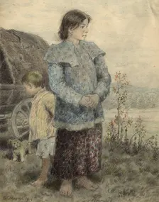 Children of Migrants on the Road, 1904. Creator: Boris Vasilievich Smirnov