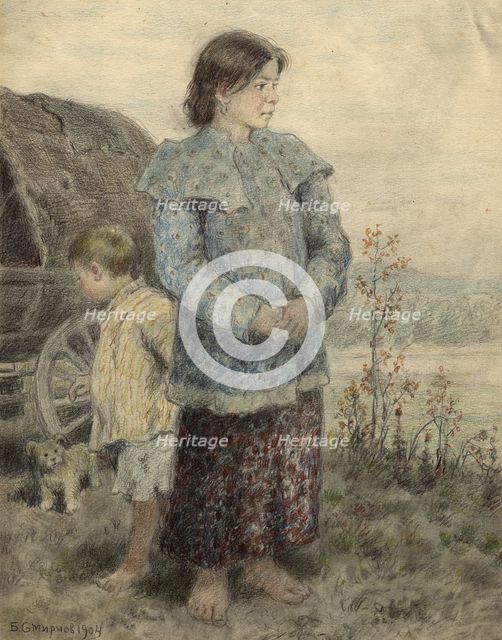 Children of Migrants on the Road, 1904. Creator: Boris Vasilievich Smirnov.