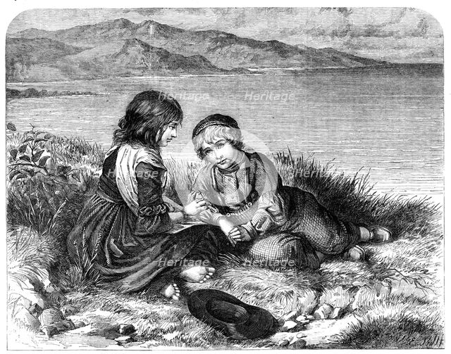 "Children of the Coast", by E. J. Cobbett, in the Exhibition of the Society of British Artists, 1862 Creator: E. Skill.