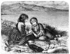 "Children of the Coast", by E. J. Cobbett, in the Exhibition of the Society of British Artists, 1862 Creator: E. Skill