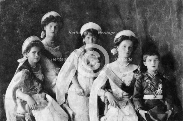 Children of Tsar Nicholas II of Russia, c1910.  Artist: Unknown.