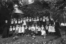 Children outside Badby School, Northamptonshire, c1896-c1920. Artist: A Newton