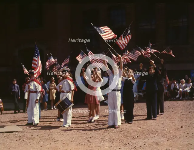 Children stage a patriotic demonstration, Southington, Conn., 1942. Creator: Charles Fenno Jacobs.