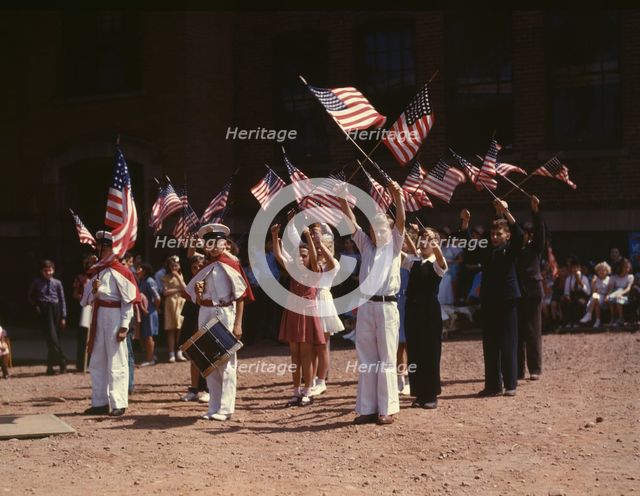 Children stage a patriotic demonstration, Southington, Conn., 1942. Creator: Charles Fenno Jacobs.