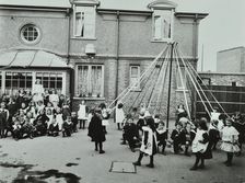 Children performing a maypole drill, Southfields Infants School, Wandsworth, London, 1906