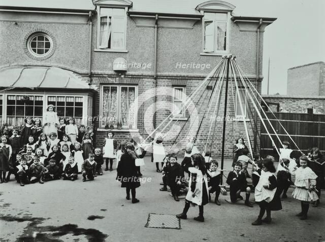 Children performing a maypole drill, Southfields Infants' School, Wandsworth, London, 1906. Artist: Unknown.