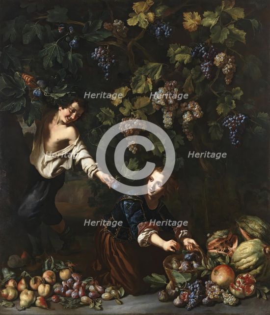 Children picking fruit, 1650. Creator: Michelangelo Cerquozzi.