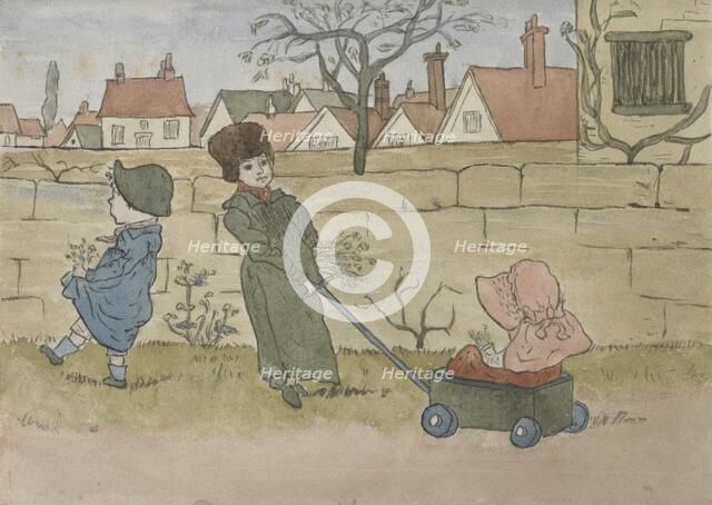 Children playing, 1879. Creator: Catherine Greenaway.