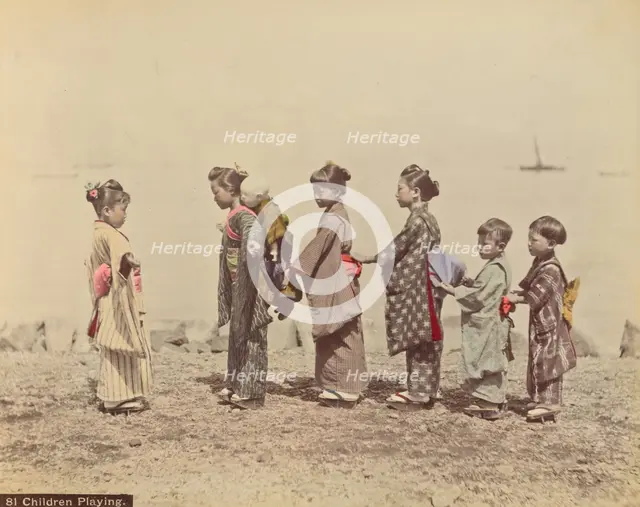 Children Playing, 1870s-1890s. Creator: Kusakabe Kimbei.
