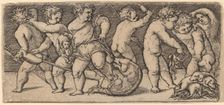 Children Playing with a Bitch and Three Young Dogs. Creator: Master of the Horse Heads