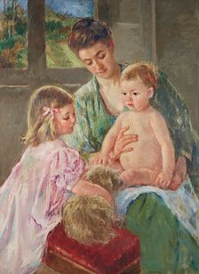 Children Playing with a Dog, 1907. Creator: Cassatt, Mary (1845-1926)