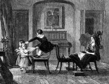 "Children Playing at Horses", by C. R. Leslie, in the late International Exhibition, 1862. Creator: W Thomas