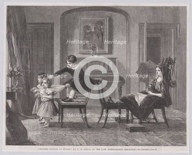 Children playing at Horses, from "Illustrated London News", November 29, 1862. Creator: William Luson Thomas.